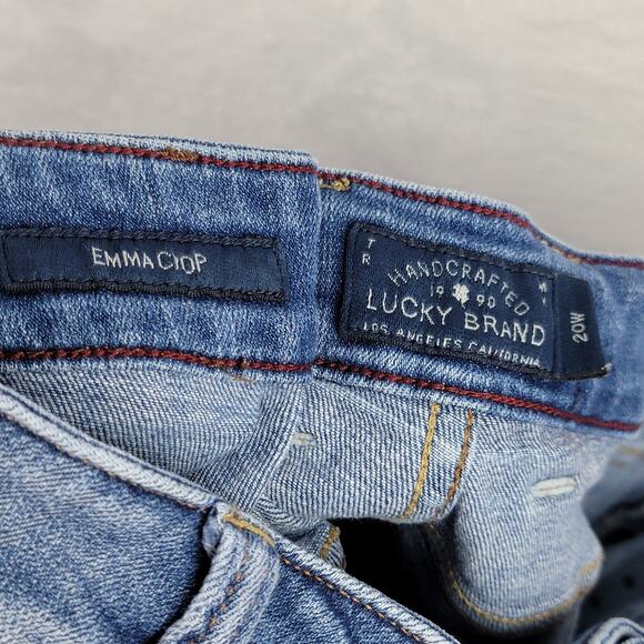 Lucky Brand Jeans 20W Emma Crop White Embroidery Hem Straight Leg Stretch Denim - Picture 5 of 13